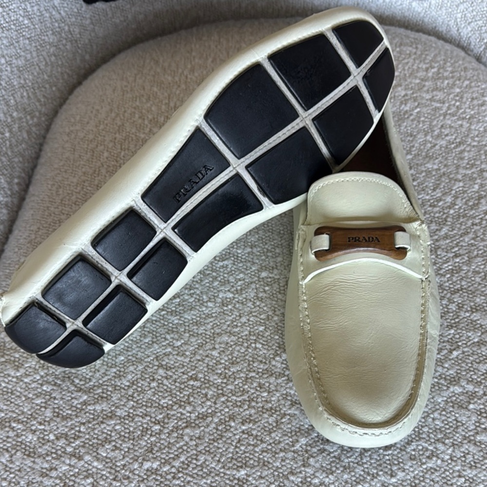 Prada Men's Cream Old Money Loafers - Picture 3 of 3